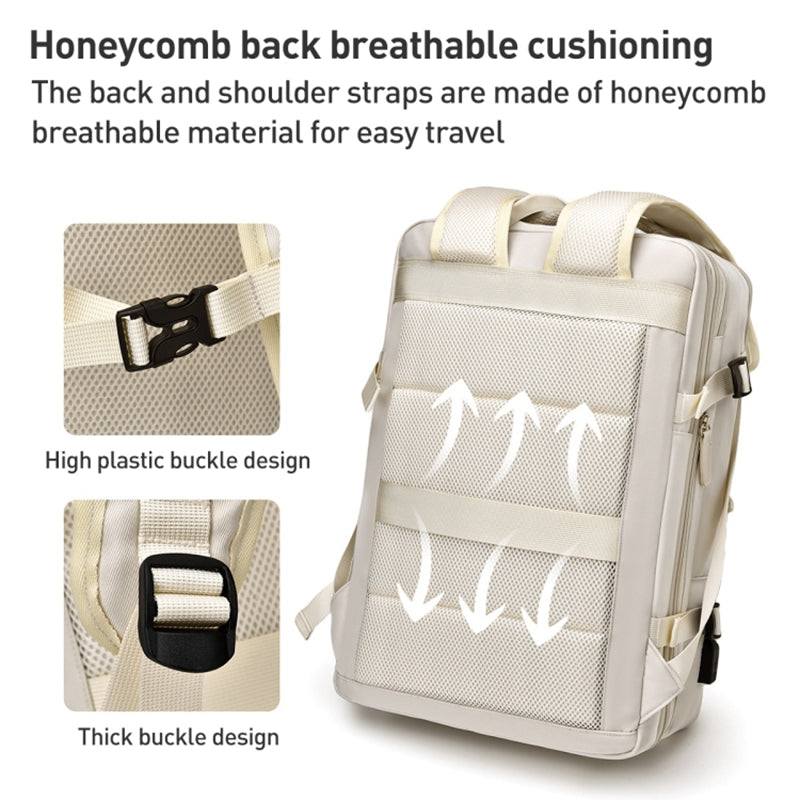 Travel Backpack Fit 15.6 Inch Laptop Computer Work Bag with USB Charging Port - Beige Travel Backpack Fit 15.6 Inch Laptop Computer Work Bag with USB Charging Port - Beige